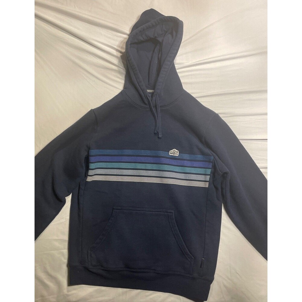 Patagonia Hoodie Mens Small Navy Blue Uprisal Striped Pullover Sweatshirt